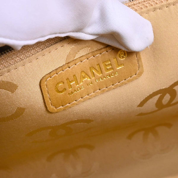 Chanel Beige Calfskin Choco Bar Tote Handbag 165716
