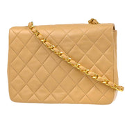Chanel Beige Lambskin Classic Square Flap Shoulder Bag 20 165739