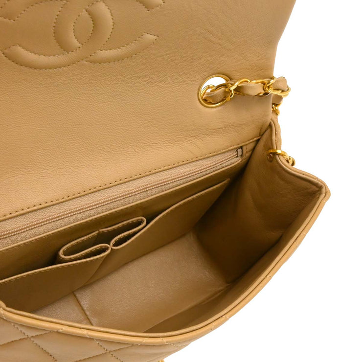 Chanel Beige Lambskin Classic Square Flap Shoulder Bag 20 165739
