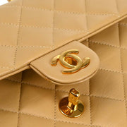 Chanel Beige Lambskin Classic Square Flap Shoulder Bag 20 165739