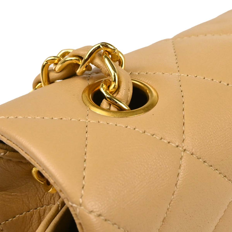 Chanel Beige Lambskin Classic Square Flap Shoulder Bag 20 165739