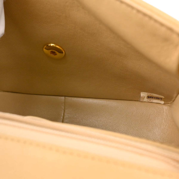 Chanel Beige Lambskin Classic Square Flap Shoulder Bag 20 165739