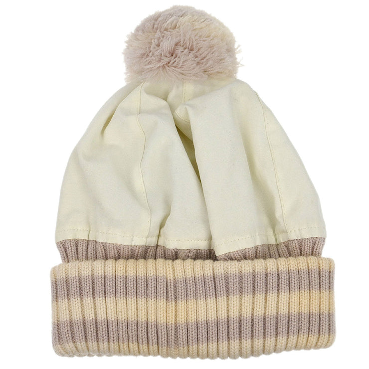 Chanel White Sport Line Knit Cap #M Small Good 166018