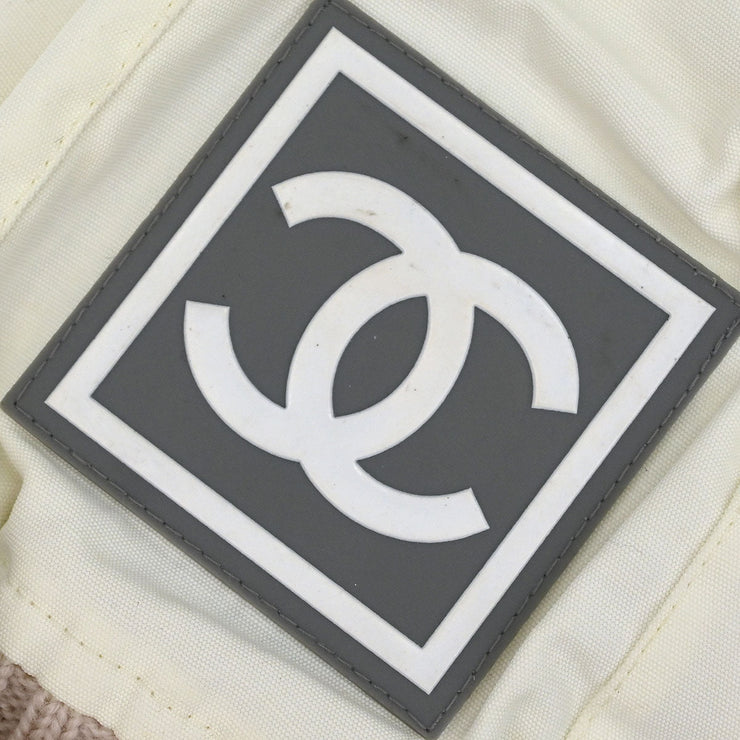 Chanel White Sport Line Knit Cap #M Small Good 166018