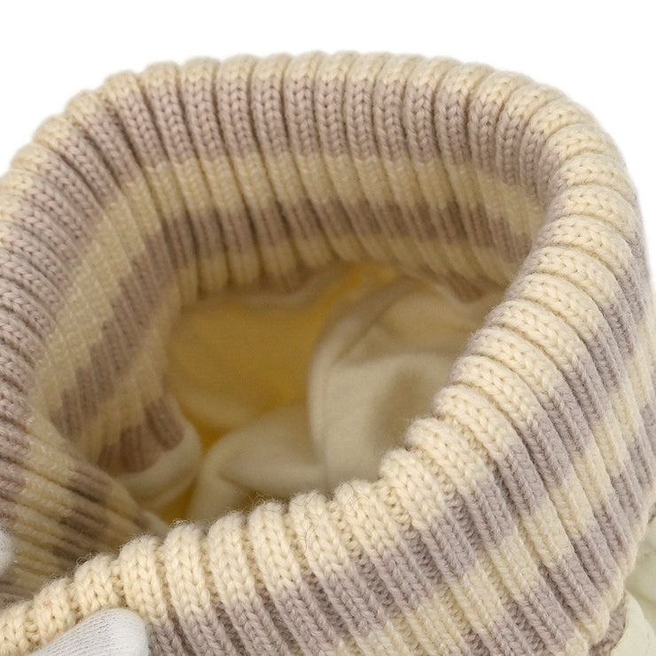 Chanel White Sport Line Knit Cap #M Small Good 166018
