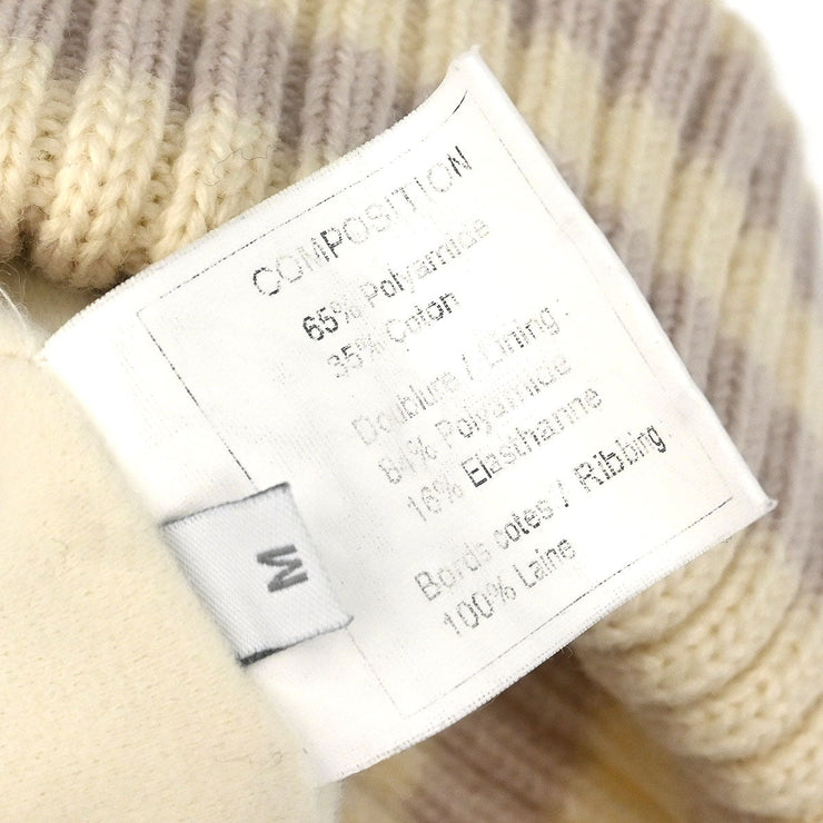 Chanel White Sport Line Knit Cap #M Small Good 166018