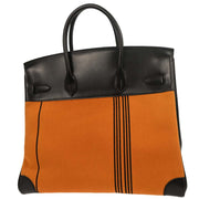 Hermes Black Orange Box Calf Potamos Haut a Courroies 36 Handbag 16M  J 166088