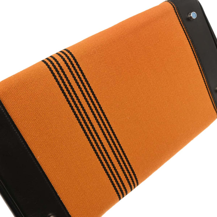 Hermes Black Orange Box Calf Potamos Haut a Courroies 36 Handbag 16M  J 166088