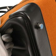 Hermes Black Orange Box Calf Potamos Haut a Courroies 36 Handbag 16M  J 166088