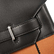 Hermes Black Orange Box Calf Potamos Haut a Courroies 36 Handbag 16M  J 166088