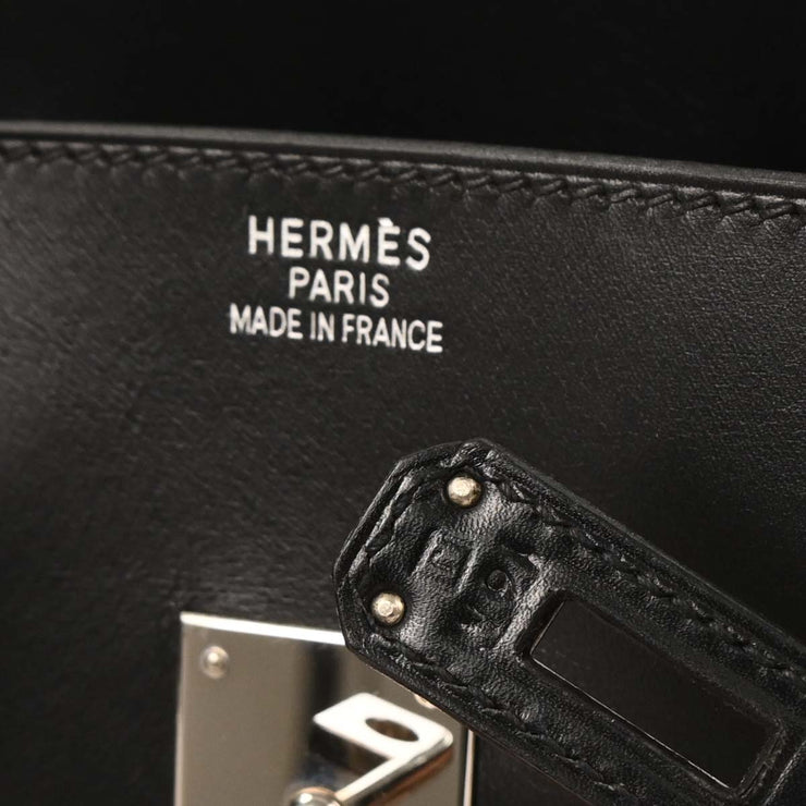 Hermes Black Orange Box Calf Potamos Haut a Courroies 36 Handbag 16M  J 166088