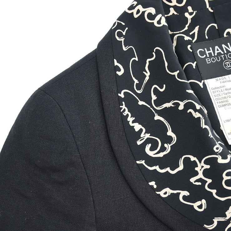 Chanel Single Breasted Jacket Black 93P #38 166170