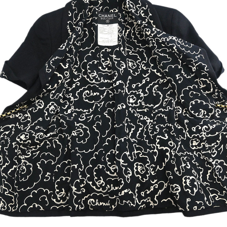 Chanel Single Breasted Jacket Black 93P #38 166170