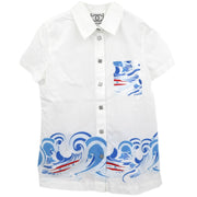 Chanel Sports Line Short Sleeve Shirt Blouse Top White 06S #40 166175