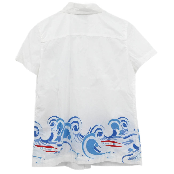 Chanel Sports Line Short Sleeve Shirt Blouse Top White 06S #40 166175