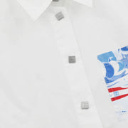 Chanel Sports Line Short Sleeve Shirt Blouse Top White 06S #40 166175