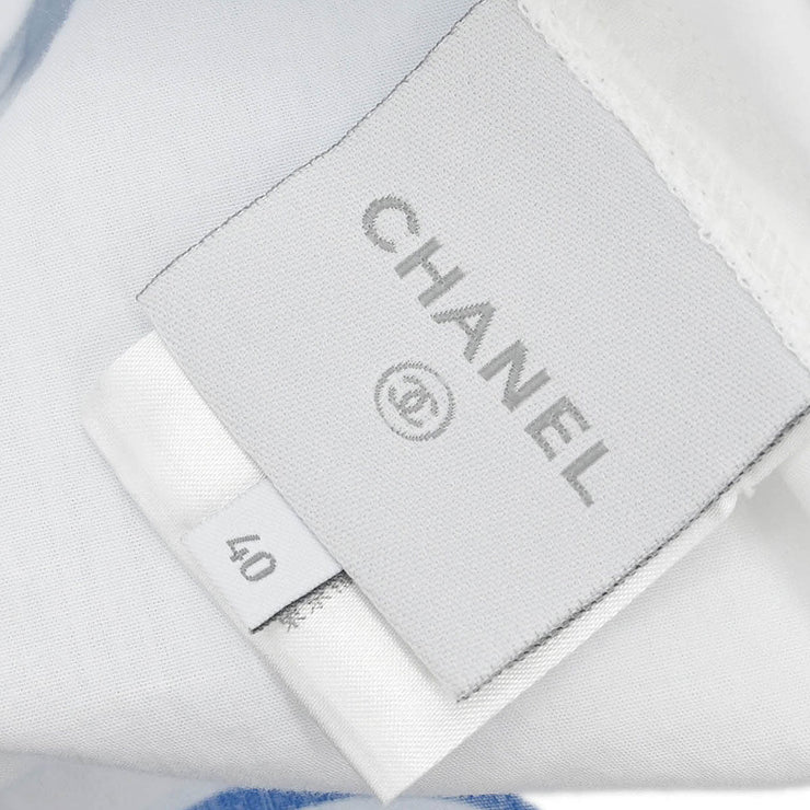 Chanel Sports Line Short Sleeve Shirt Blouse Top White 06S #40 166175
