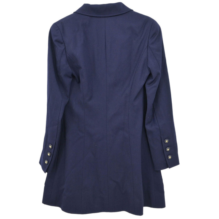 Chanel Single Breasted Jacket Navy 97P #38 166177