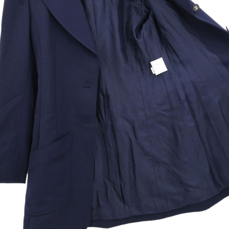 Chanel Single Breasted Jacket Navy 97P #38 166177