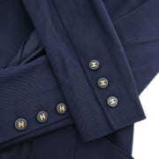 Chanel Single Breasted Jacket Navy 97P #38 166177