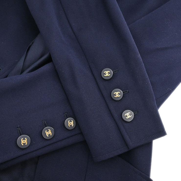 Chanel Single Breasted Jacket Navy 97P #38 166177