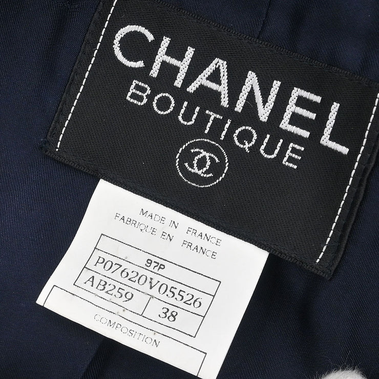 Chanel Single Breasted Jacket Navy 97P #38 166177