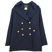 Chanel Double Breasted Jacket Navy 96A #40 166189