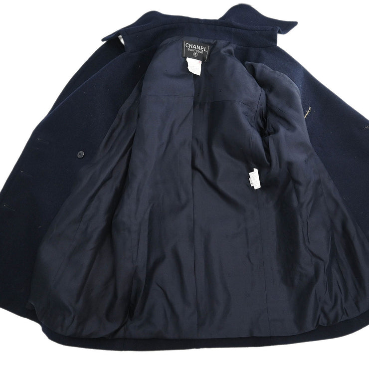Chanel Double Breasted Jacket Navy 96A #40 166189