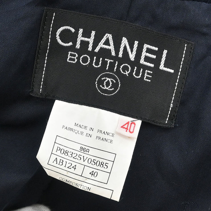 Chanel Double Breasted Jacket Navy 96A #40 166189