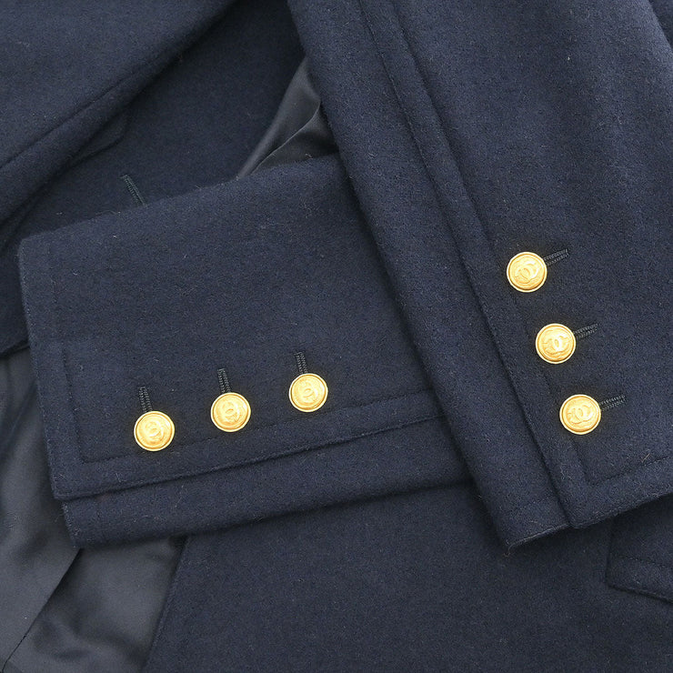 Chanel Double Breasted Jacket Navy 96A #40 166189