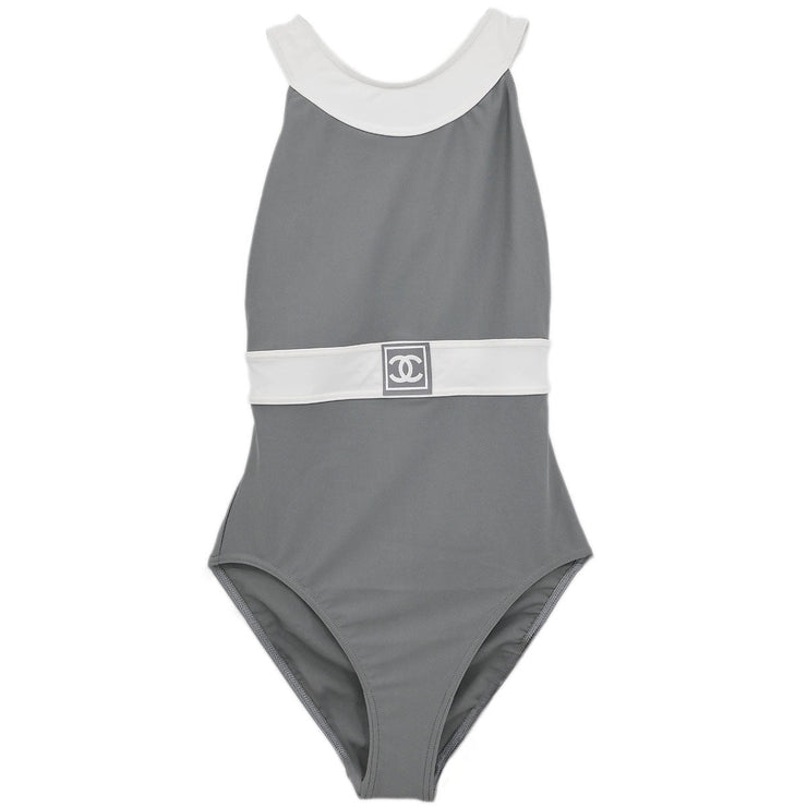 Chanel Swimwear Swimsuit Sport Line White Gray 01P #40 166201