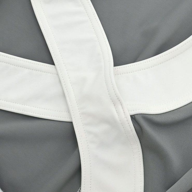 Chanel Swimwear Swimsuit Sport Line White Gray 01P #40 166201