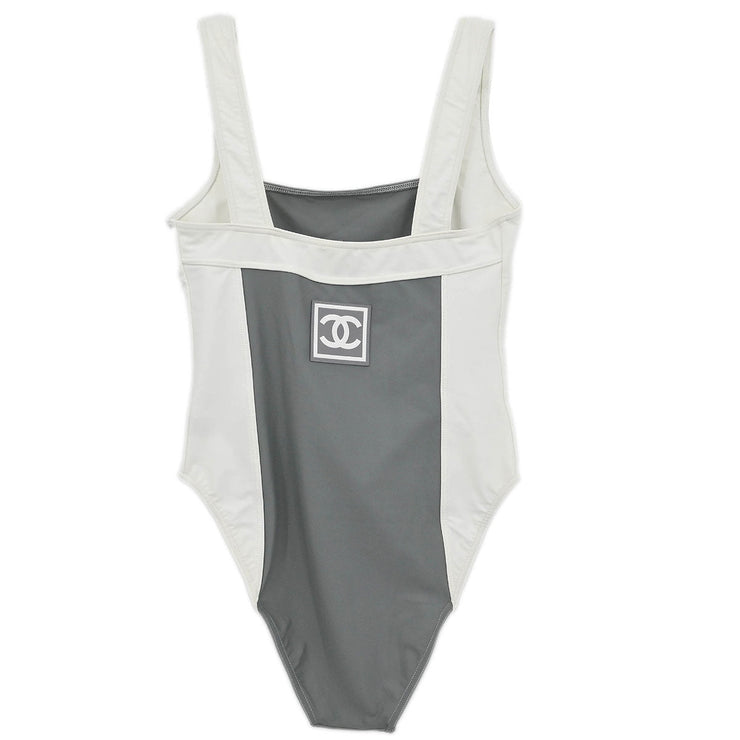 Chanel Swimwear Swimsuit Sport Line White Gray 01P #40 166202