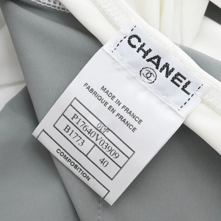 Chanel Swimwear Swimsuit Sport Line White Gray 01P #40 166202