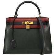 Hermes Black Rouge H Box Calf Kelly 28 Sellier 2way Handbag 8 Circle:X 166278