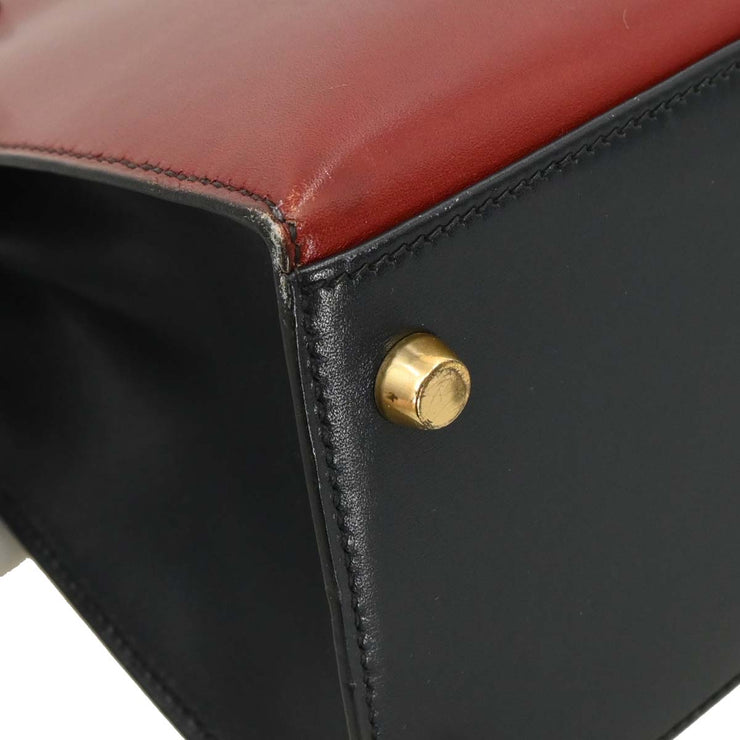 Hermes Black Rouge H Box Calf Kelly 28 Sellier 2way Handbag 8 Circle:X 166278
