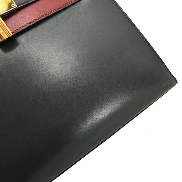 Hermes Black Rouge H Box Calf Kelly 28 Sellier 2way Handbag 8 Circle:X 166278