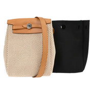 Hermes Beige Black Toile GM Officier Herbag TPM 2 in 1 Shoulder Bag C Square:* 166288