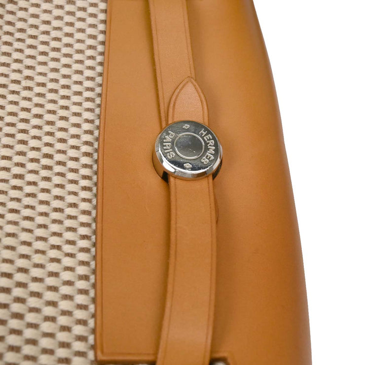 Hermes Beige Black Toile GM Officier Herbag TPM 2 in 1 Shoulder Bag C Square:* 166288