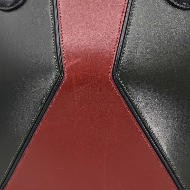 Hermes Vert Fonce Rouge H Box Calf Il de Veau Handbag 16 27  Circle:V 166300