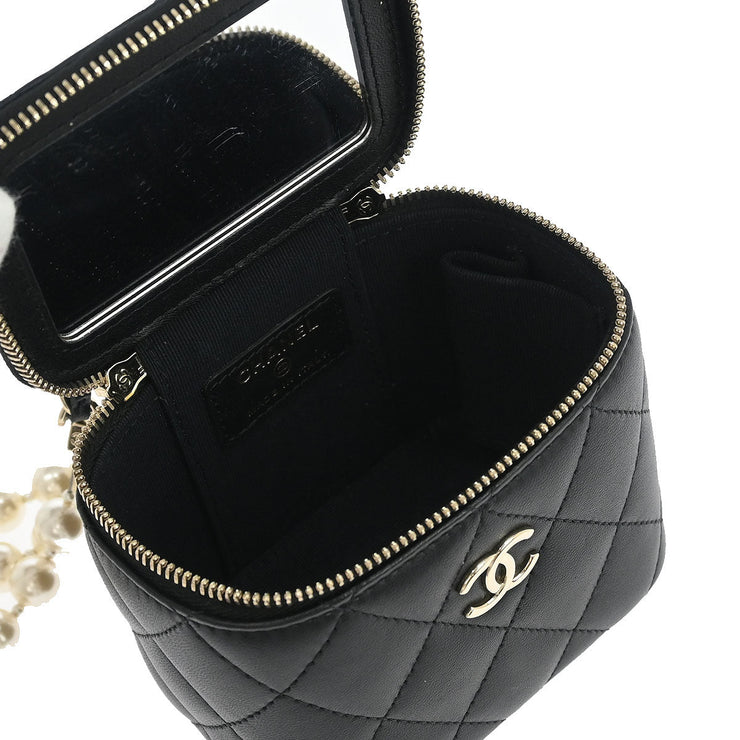 Chanel Black Lambskin Artificial Pearl Vanity Shoulder Bag 166305