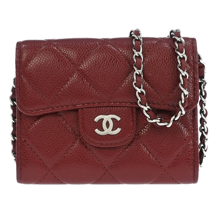 Chanel Bordeaux Calfskin WOC Wallet On Chain Shoulder Bag 166356