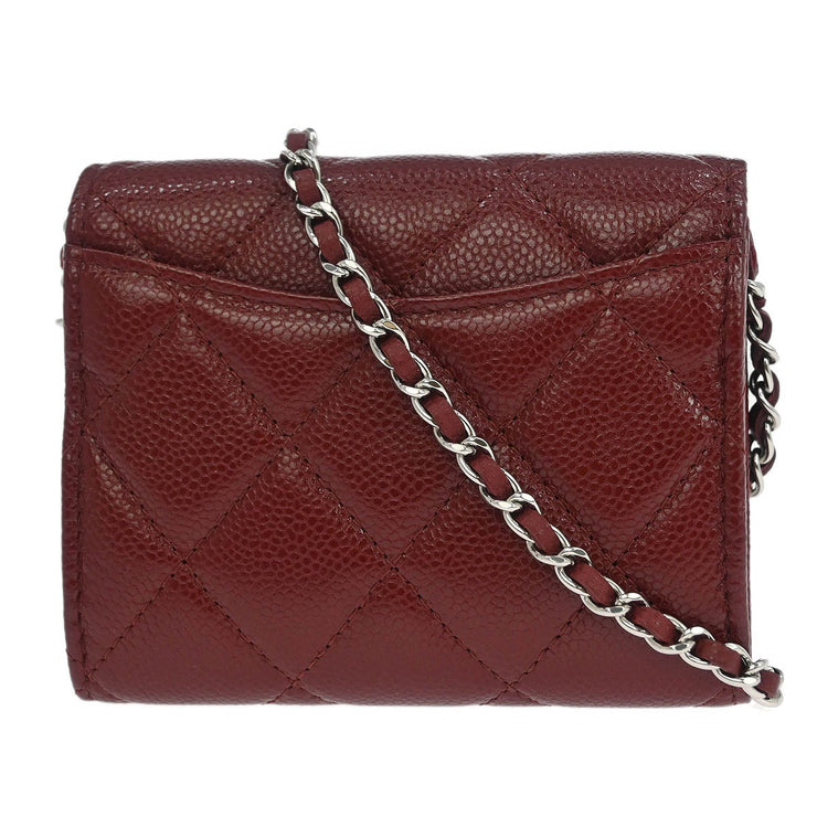 Chanel Bordeaux Calfskin WOC Wallet On Chain Shoulder Bag 166356