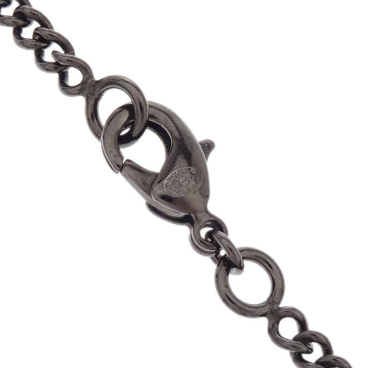 Chanel CC Chain Pendant Necklace Silver Black Rhinestone B15V 166363