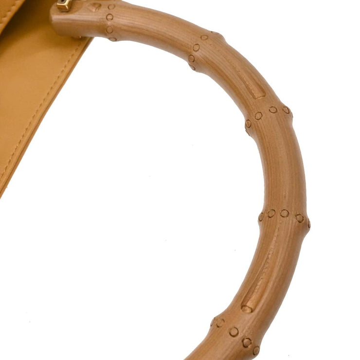 Gucci Brown Leather Bamboo 2way Handbag 001.4095 002058 166415