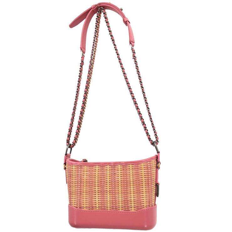 Chanel Pink Rattan Calfskin Small Gabrielle Shoulder Bag 166429