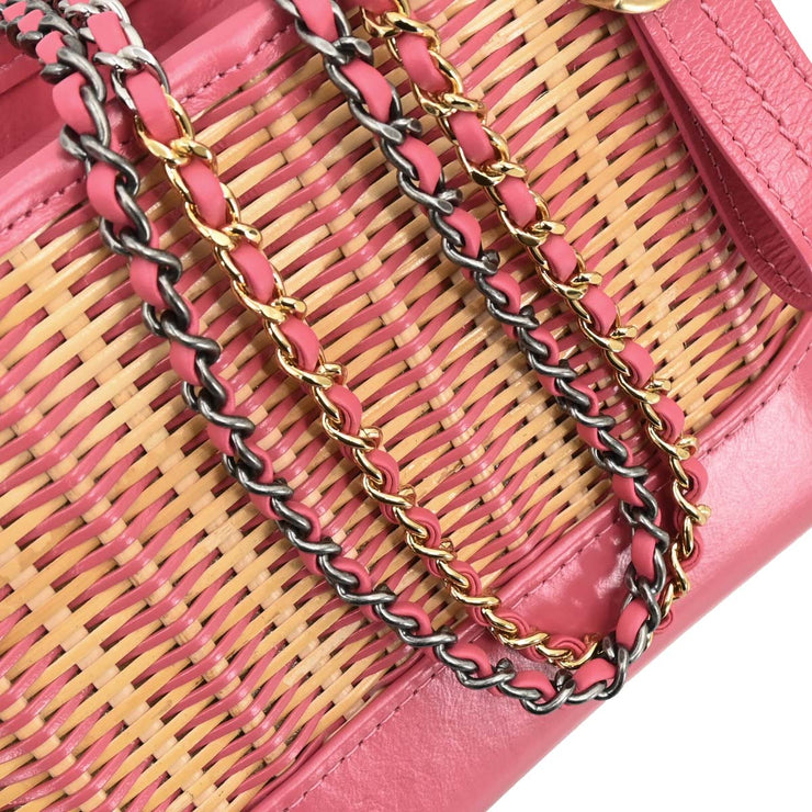 Chanel Pink Rattan Calfskin Small Gabrielle Shoulder Bag 166429