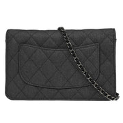 Chanel Gray Canvas Rhinestone Mademoiselle Lock Wallet on Chain WOC 166432
