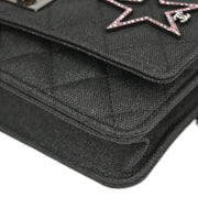 Chanel Gray Canvas Rhinestone Mademoiselle Lock Wallet on Chain WOC 166432