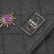 Chanel Gray Canvas Rhinestone Mademoiselle Lock Wallet on Chain WOC 166432